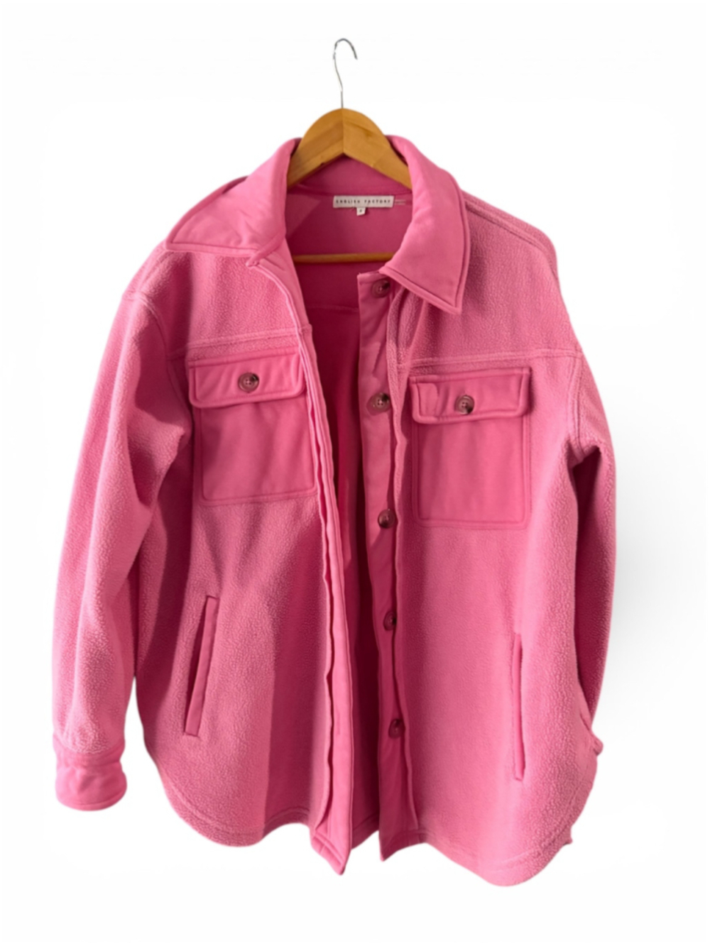 Women's English Factory Pink Fleece Teddy Jacket Size S